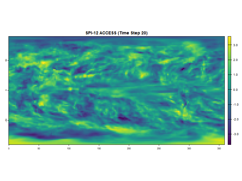 SPI-12 patterns on ACCESS ESM 1.5 climate model simulation.